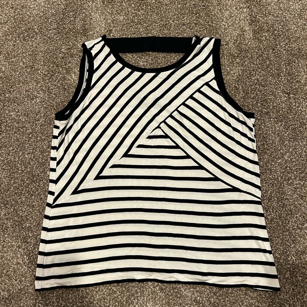 CAbi Striped Black and White Sleeveless Top - Picture 1 of 3